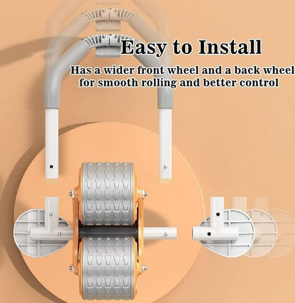 Ab Roller Wheel Workout Abdominal Fitness Wheel for Core Muscles Training Automatic Rebound Ab Roller with Timer