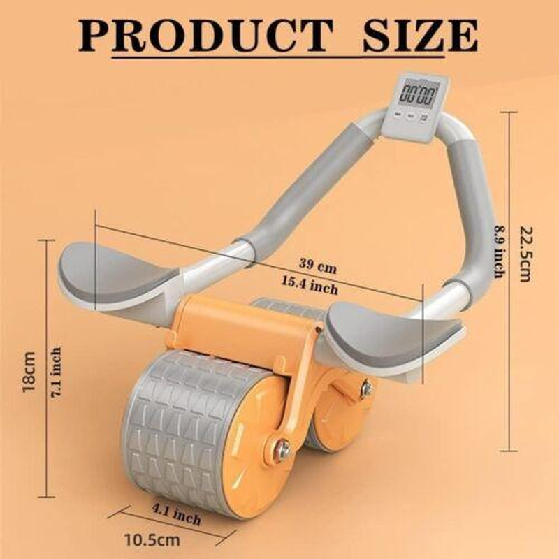 Ab Roller Wheel Workout Abdominal Fitness Wheel for Core Muscles Training Automatic Rebound Ab Roller with Timer