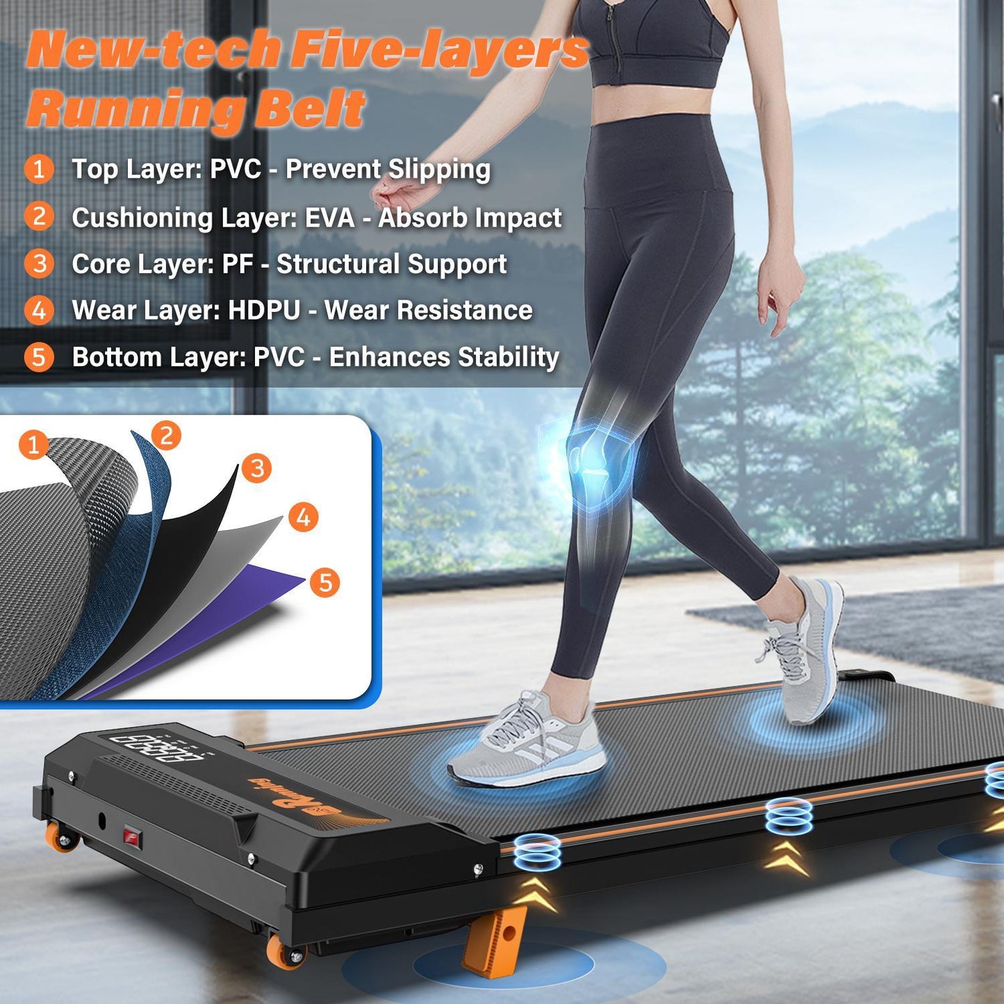 Treadmill With Remote Control, Easy-to-move Wheels, Display Screen, Three-level Incline, Suitable For Indoor Exercise And Aerobic Exercise