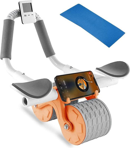 Ab Roller Wheel Workout Abdominal Fitness Wheel for Core Muscles Training Automatic Rebound Ab Roller with Timer