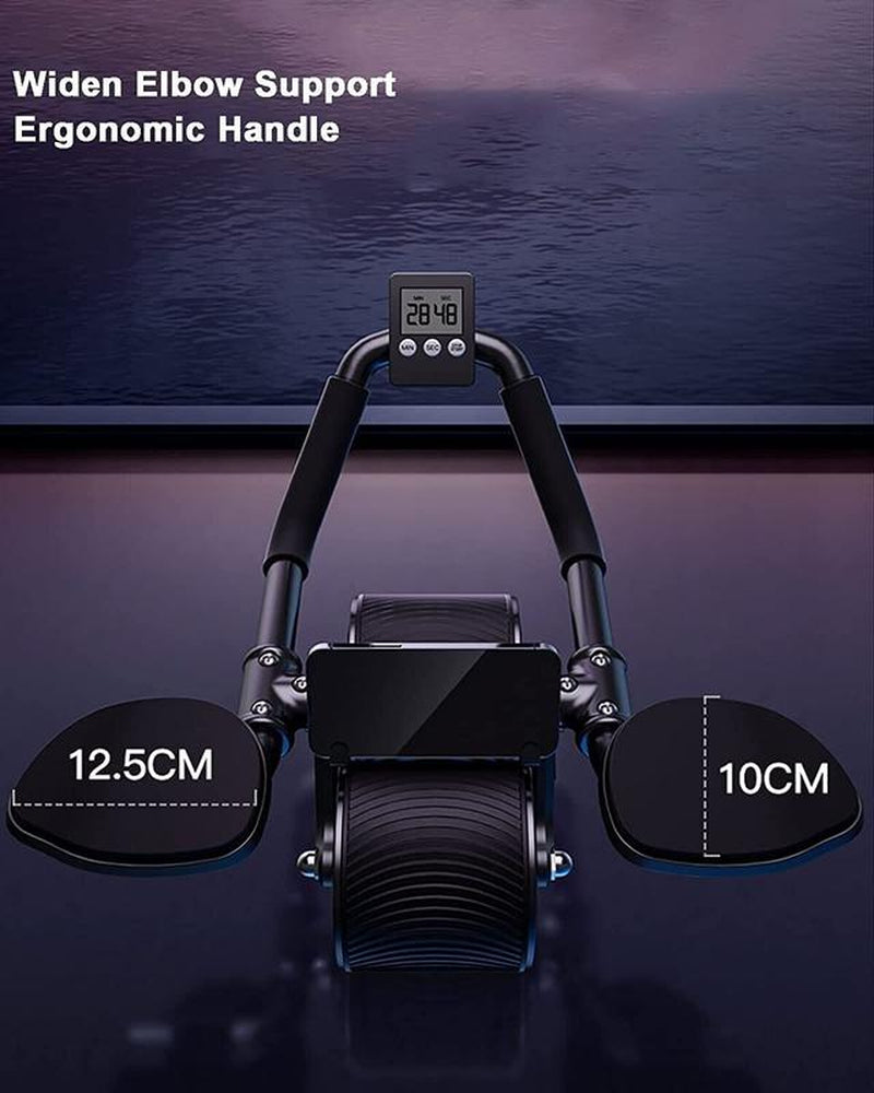 Ab Roller Wheel Workout Abdominal Fitness Wheel for Core Muscles Training Automatic Rebound Ab Roller with Timer